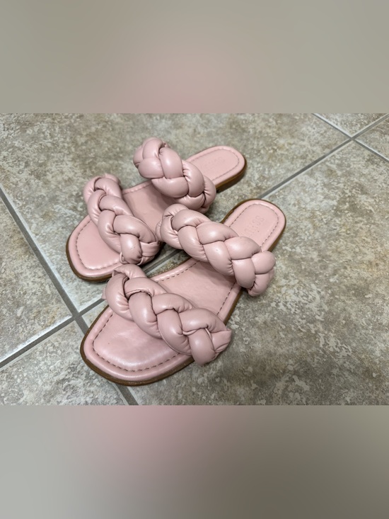 SCHUTZ Shoes - SCHUTZ Pink Braided Double-Strap Slide Sandals